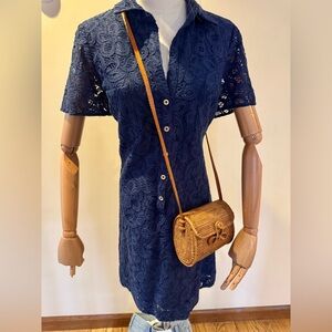 Navy Lilly Pulitzer lace Short-Sleeve Shirt Dress